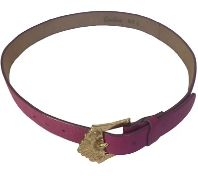 Vintage 80s 14K Eberle 125 Yellow Gold Belt Buckle And Cord Carlos Falchi Euro - Image 1 of 4