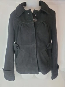 Tulle Anthropology Black Cropped Hooded Coat Size Lg - Picture 1 of 8