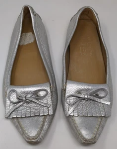 The Original Car Shoe Women's Silver Ballet Flats Driving Loafers Size 39 VTG - Picture 1 of 11