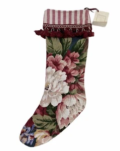 Medias de Navidad románticas a rayas florales con borlas vintage A Toch Of Ivy - Imagen 1 de 6