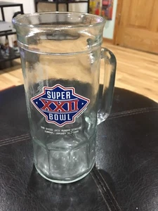 Vintage NFL 1988 Super Bowl XXII 22 7" Glass Mug Denver Vs. Washington - Picture 1 of 5
