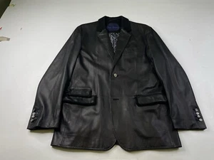 Robert Graham Black Leather Suede Jacket Mens 42 Sport Coat Blazer Dress Casual - Picture 1 of 11