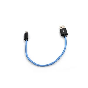 Micro USB Cable To USB A 2.0. (Male) 9 13/16in Braided Nylon Coating Blue - Picture 1 of 3