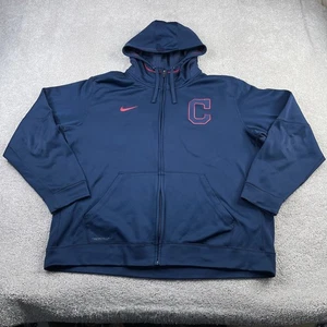 Cleveland Guardians Hoodie Mens 2XL XXL Blue Nike Therma Fit Full Zip Sweatshirt - Picture 1 of 13