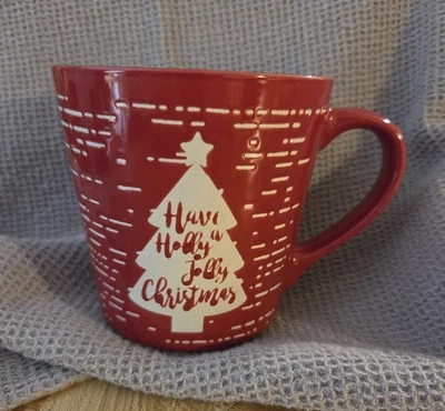 Caneca de Café Vermelha "Have A Holly Jolly Christmas", Pfaltzgraff 10 Oz Presenteável - Imagem 1 de 3