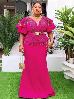 Vestido Largo Formal ATTY Moda Noche Mujeres Plus 2XL Vestido Africano Fiesta Bodycon Foto 1 de 4