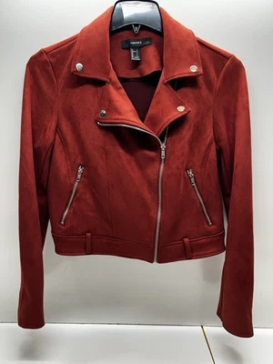 Chaqueta de Moto Forever 21 Roja Borgoña Suave Talla Grande Foto 1 de 4