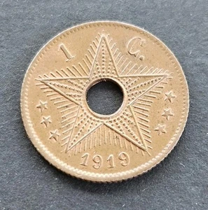 1 Centime 1919 Congo Belgian Belgian Congo Africa - Picture 1 of 2