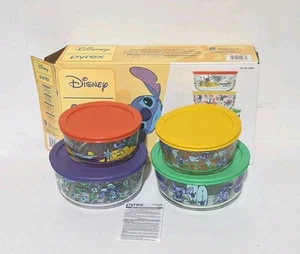 Disney Lilo And Stitch Decorated Pyrex 8 Piece Set - Picture 1 of 4