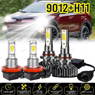 For Toyota RAV4 2016 2017 2018 LED Headlight Bulbs High/Low + Fog Light Combo - Image 1 of 4