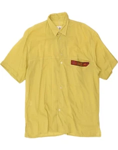 CERRUTI 1881 Mens Short Sleeve Shirt Large Yellow Cotton DO40 - Picture 1 of 3