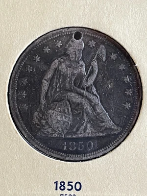 Dólar sentado 1850 - ¡RARO! Foto 1 de 2