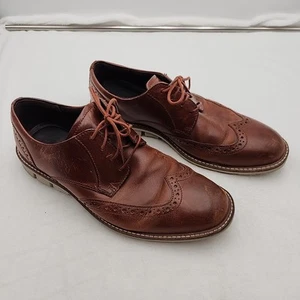 ECCO Mens 8 Brown Leather Jeremy Oxford Wingtip Casual Comfort Sole Dress Shoes - Picture 1 of 15