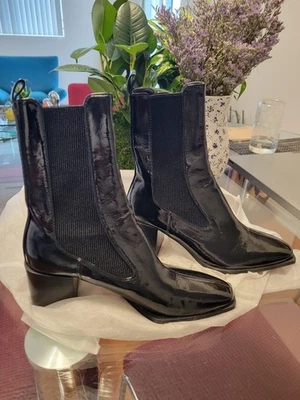 Botas de mujer Zara charol tacón ancho talla 36 Foto 1 de 4