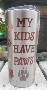 TERVIS My Kids Have Paws Insulated Stainless Steel Tumbler 20 oz Lid T2-0102 - Picture 1 of 7