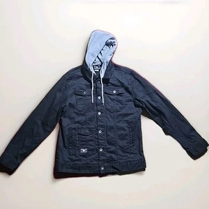 Lifted Research Group Giacca con Cappuccio Uomo XXL Nero Denim Bottone LRG - Foto 1 di 10