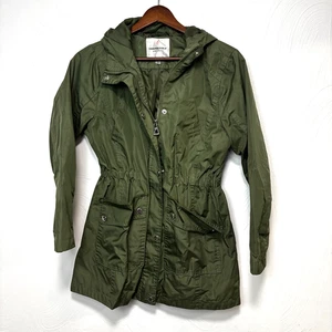 Urban Republic impermeabile full zip verde militare tinta unita con cappuccio ragazza giacca grande - Foto 1 di 6
