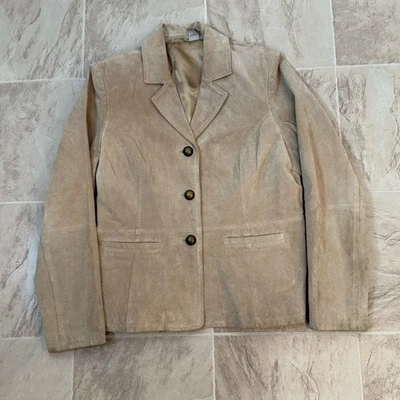 Chaqueta Blazer Mujer Ruff Tallada Cuero, Marrón Tostado Tres Botones XL Foto 1 de 4