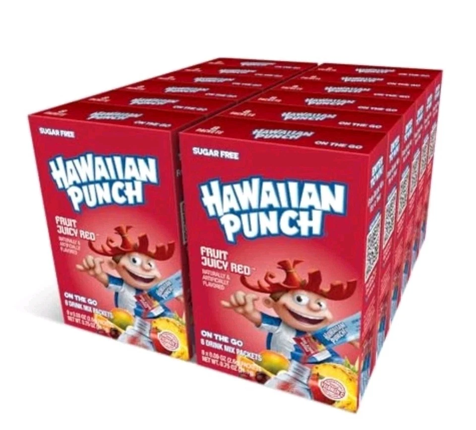 HAWAIIAN PUNCH Drink Mix FRUIT JUICY RED – Sugar Free 12 Boxes 8 ea (96 Sticks)