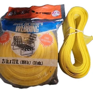 Lawn Furniture Webbing 2 1/4" x 100ft Long yellow White Trim Frost King Vintage - Picture 1 of 1