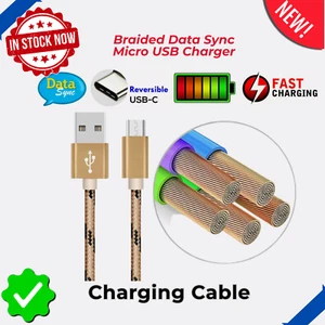 1M 2M Strong Braided Data Sync Micro USB Fast Charger Cable Cord Android Samsung - Picture 1 of 23
