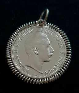 MDS MÜNZANHÄNGER ANHÄNGER FÜNF MARK 1901 A " WILHELM II.", SILBER #99 - Bild 1 von 2