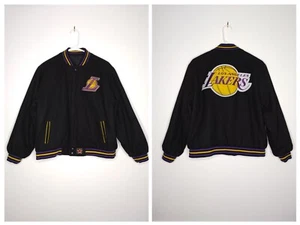 Chaqueta de bombardero universitaria reversible de lana Jeff Hamilton Los Angeles Lakers NBA pequeña - Imagen 1 de 9