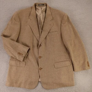 Micro Check Jacket XL Brown Silk Wool Blazer Sport Coat Textured Canada 48R - Picture 1 of 14