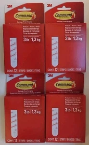 Command Lot of 4 Medium Adhesive Strips 12 Strips Command 17021-12ESF White - Picture 1 of 8