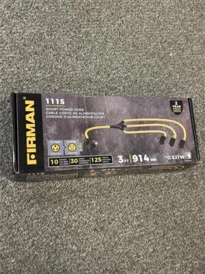 ^ Firman Short Power Cord 3ft TT-30P 5-20R 30 Amp 125 Volt - Image 1 of 4