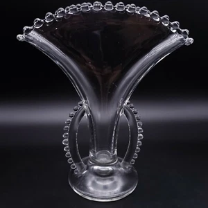IMPERIAL GLASS-OHIO Candlewick Clear Fan Vase with Small Beads Away From Vase - Picture 1 of 4