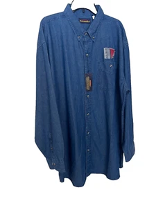 Peregrine Bay Button Down Denim Shirt Men Size 2XL Blue 100% Cotton Long Sleeve - Picture 1 of 8