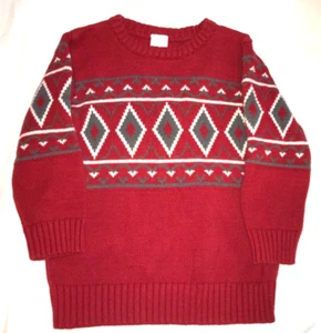WONDERKIDS SZ 4T BOYS COTTON ACRYLIC PULLOVER SWEATER RED GRAY WHITE EUC - Picture 1 of 8