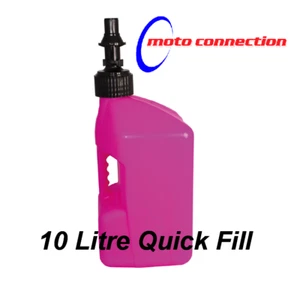 TUFF JUG FUEL PETROL CAN 10 LITRE QUICK - FILL RIPPER CAP NEON PINK MX ENDURO - Picture 1 of 1