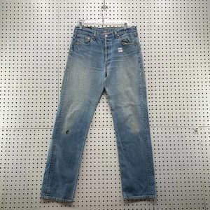 VTg 90s Levis 501 Button Fly Denim JEans Size 34x34 Fits 33x33 Light Wash USA - Picture 1 of 17