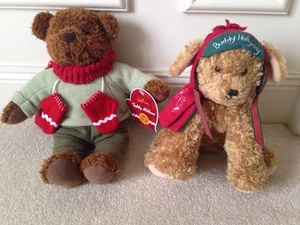 Hallmark 100th Anniversary "Teddy Mittens" Bear & "Buddy Hollyday" Dog with Tags - Picture 1 of 7