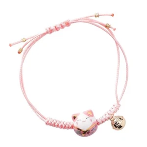 Pulsera Feng Shui Cerámica de la Suerte Gato Maneki Neko Fortuna Buena Suerte Riqueza - Imagen 1 de 7