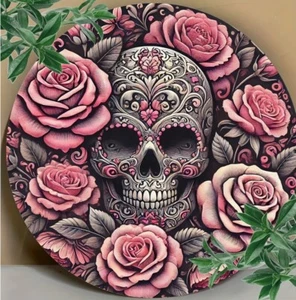 Metal Sign SUGAR SKULL Día de los Muertos Halloween 8 X 8 All Weather - Picture 1 of 3