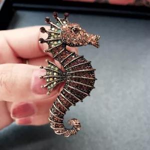 Rhinestone Seahorse Brooch Cute Animal Woman Child Party Clothing Brooches