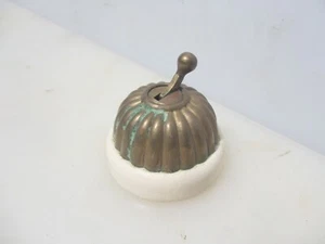 Antique Brass & Ceramic Light Switch Old Dolly Toggle Victorian Jelly Mould - Picture 1 of 11