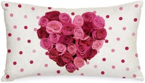 Mothers Day Pillow Cover 12X20 Inch 20" x 12" (Pack of 1) Pink Red Heart for Mom - Picture 1 of 7