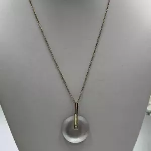Alexis Bittar Handcrafted White LucitePendent Necklace Gold Backing Signed - Picture 1 of 14