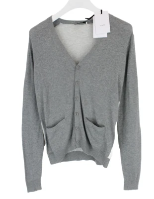 Zapa Jersey Hombre Pequeño Fino Dos Sombras Gris Melange Cárdigan - Imagen 1 de 4