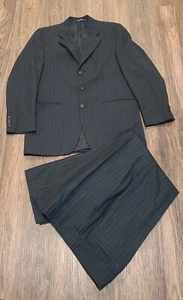 Chaqueta Traje Completo Polo Ralph Lauren a Rayas Mezcla de Lana de Algodón Dos Piezas 40L - Imagen 1 de 14