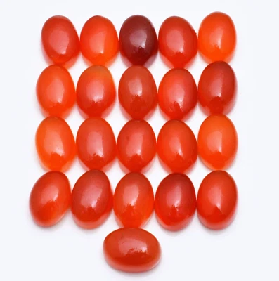 21 Pcs Natural Orange Onyx 14mm*10mm Untreated Oval Cabochon Loose Gemstones Lot - Image 1 of 3