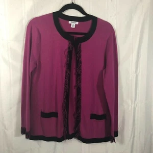 Hampshire Studio Purple Women's Size: M Solid Print Long Sleeve Sweater Cardigan - Picture 1 of 5