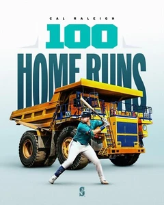 Cal Raleigh 100 Career Home Runs Seattle Mariners 8x10 MLB Baseball Photo - Picture 1 of 1