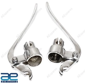 Invertito Cromo Placcato Leva Freno Frizione Set 7/8 Inch Per Triumph BSA ECS - Foto 1 di 7