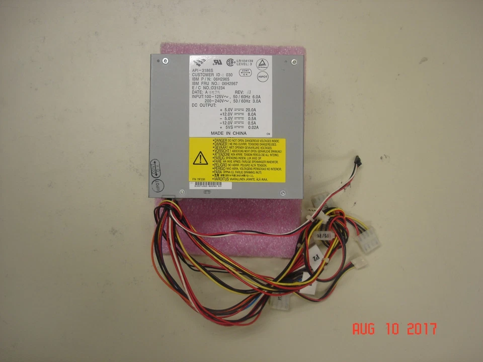 IBM PART#  06H2965  210W DESKTOP SWITCHABLE POWER SUPPLY FRU# 06H2967, API-3186S - Image 1 of 1