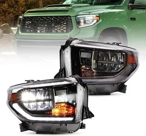VLAND Chrome Reflector Led Headlights For Toyota Tundra 2014-2021 w/Sequential - Picture 1 of 12